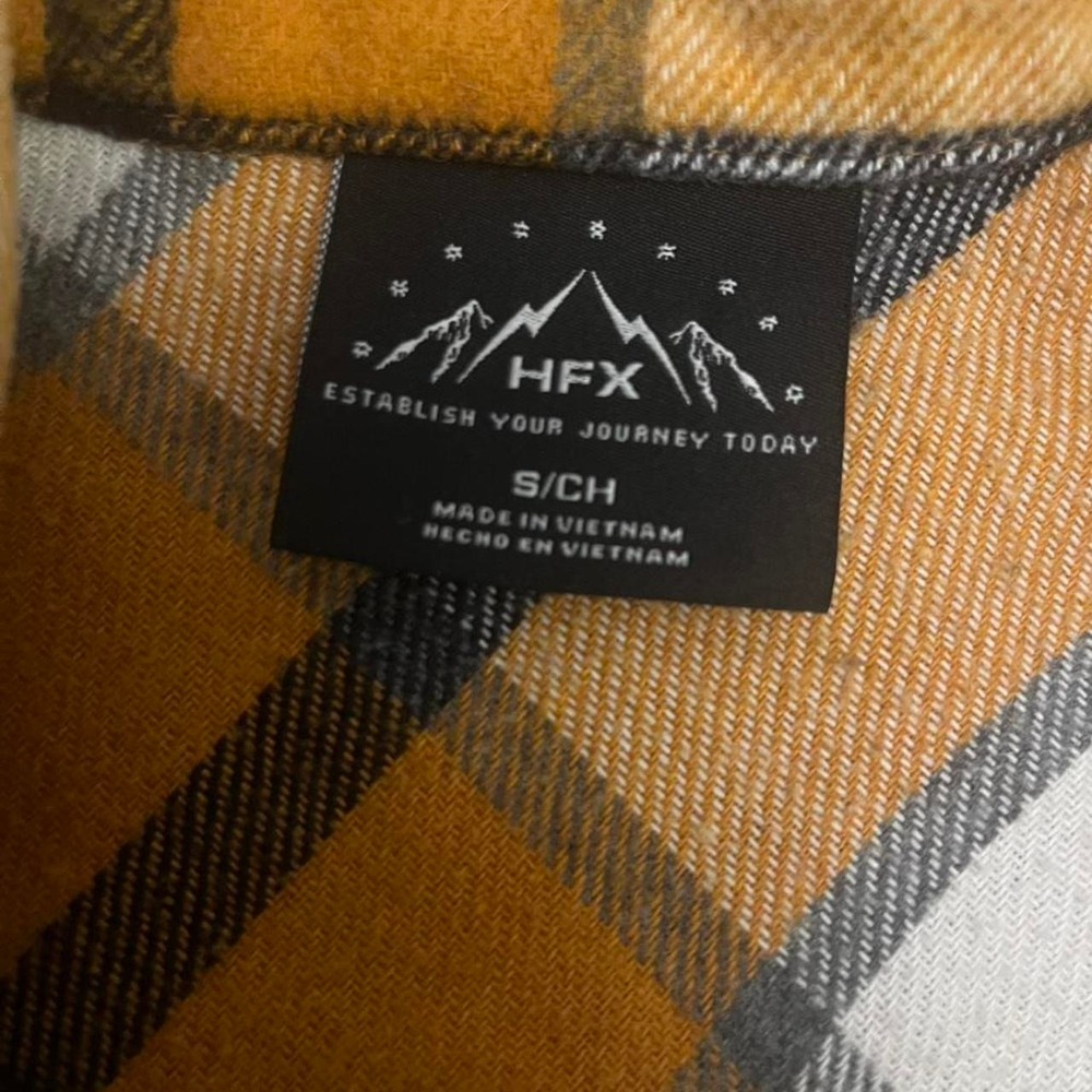 HFX orange plaid flannel shirt Size S - Picture 2 of 7